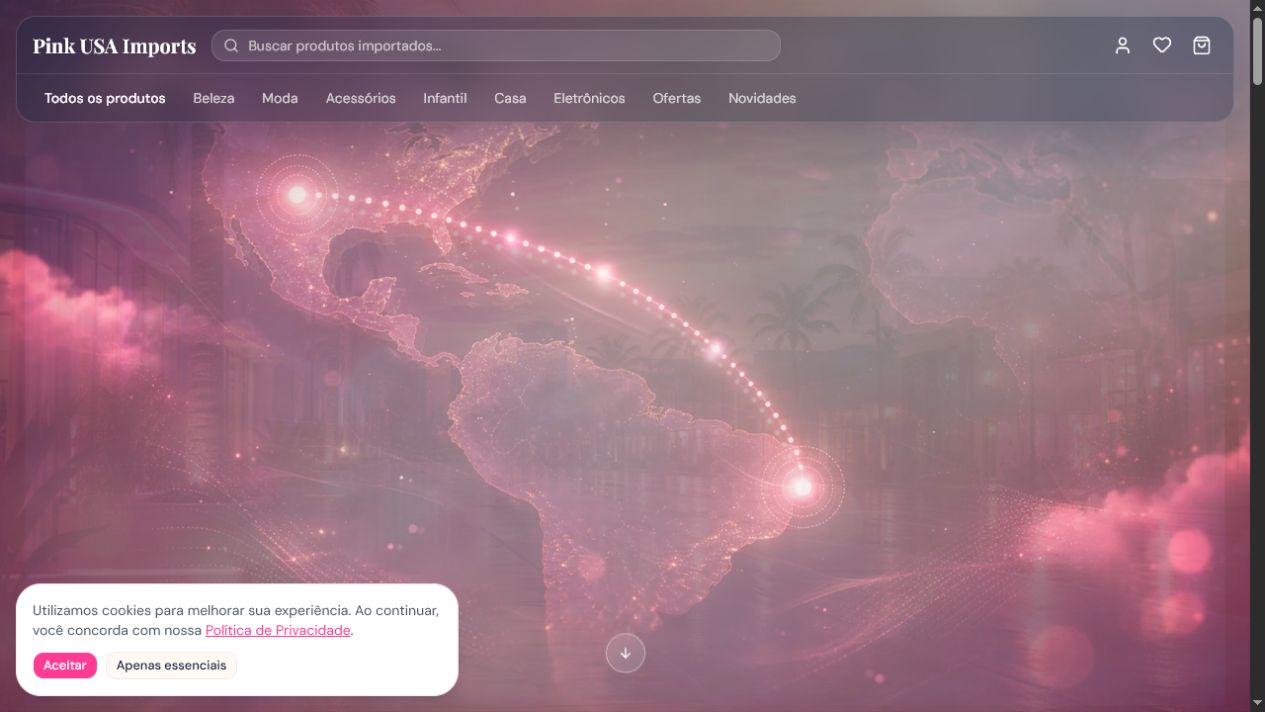 Vitrine da loja Pink USA Imports